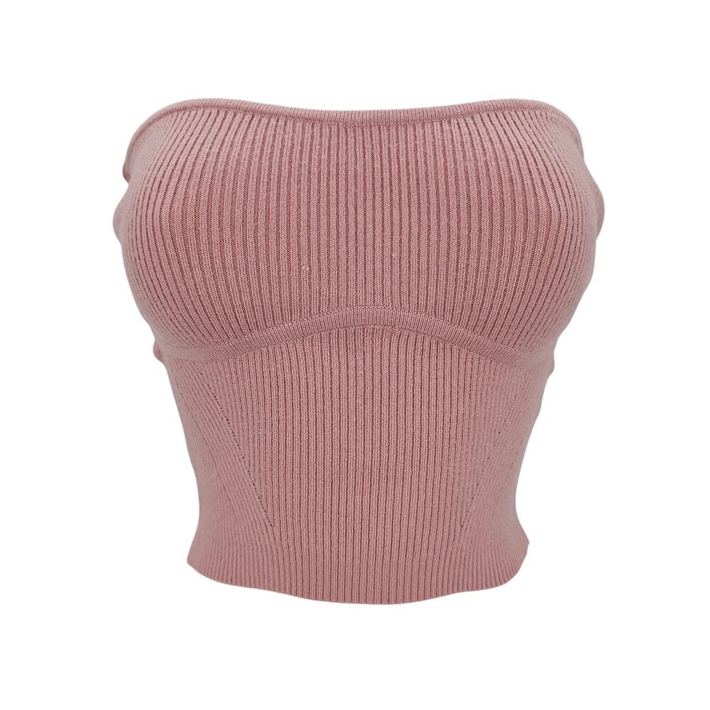 Revolve Weworewhat Womans size XS Rib Knit Tube Top Canvas/ Dusty Pink NEW